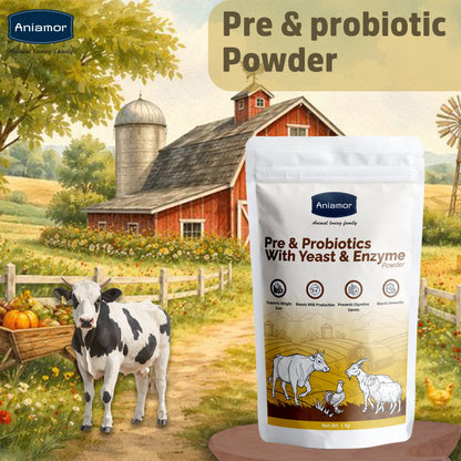 Cattle Pre & Probiotic Powder with Yeast & Enzymes | Support Gut Health, Enhance Digestion and Nutrient Absorption | Cattle Feed Supplement | 1 Kg Pouch