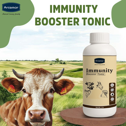 Aniamor Immunity Booster Tonic for Cattle | Vitamin A, Vitamin D3, Vitamin E, Vitamin B12, Sodium Citrate, Selenium | 1 Litre