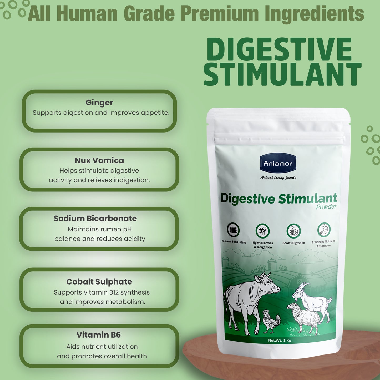 Digestive Stimulant Powder-Aniamor| Cattle Feed Supplement|1 kg Pouch