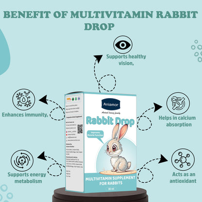 Multivitamin Drop for Rabbit | Vitamin A  Biotin Niacinamide with Choline Cloride | 30 ml Bottle