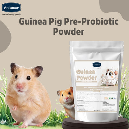 Guinea Pig Pre & Probiotic Powder | FOS, Inulin, Beta-Glucan, Vitamin C & Multi-Strain Probiotics | Strawberry Flavour | 200g Pouch