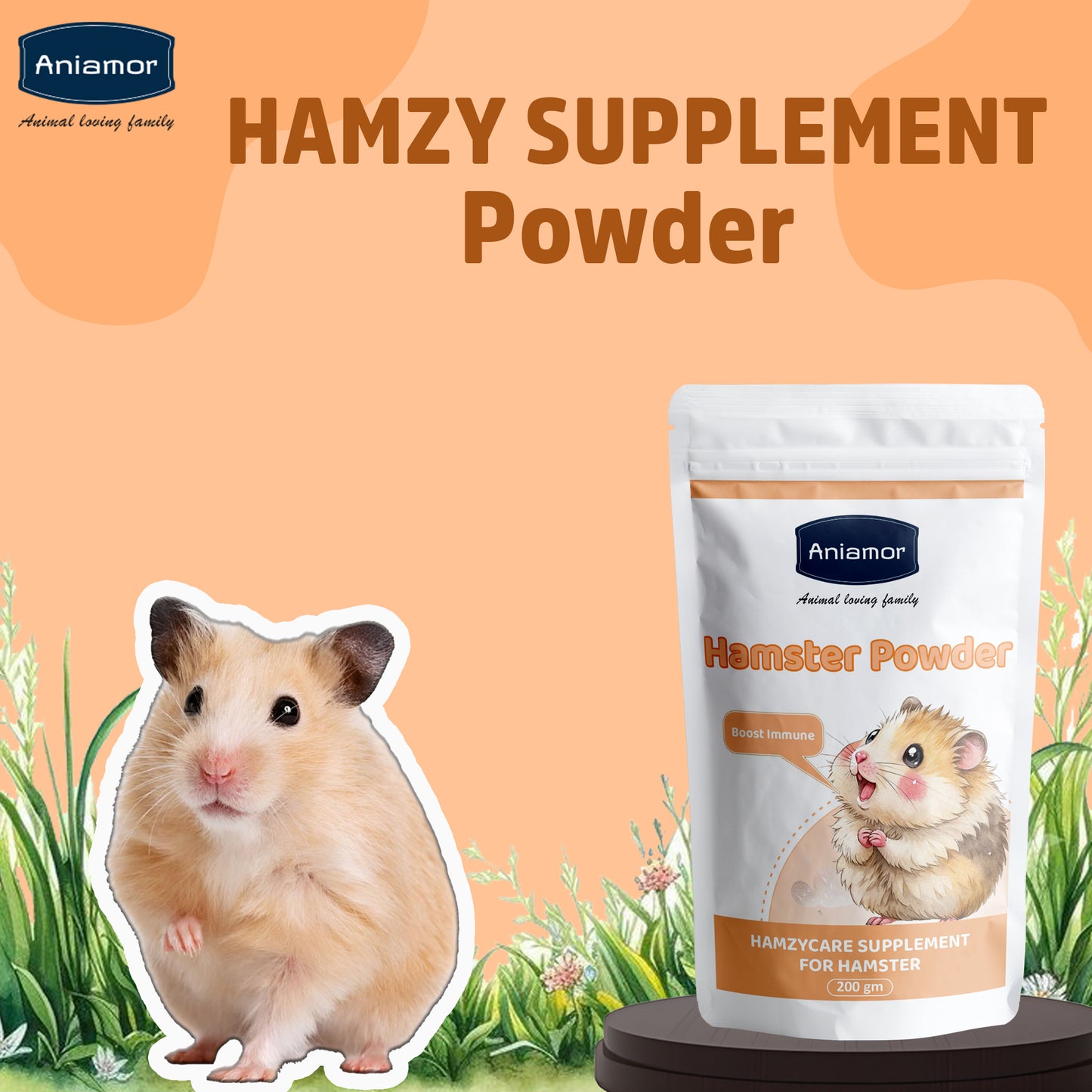 HamzyCare Powder | Multivitamin Calcium Probiotic & Amino Acid Supplement | Apple Flavoured | 200 gm