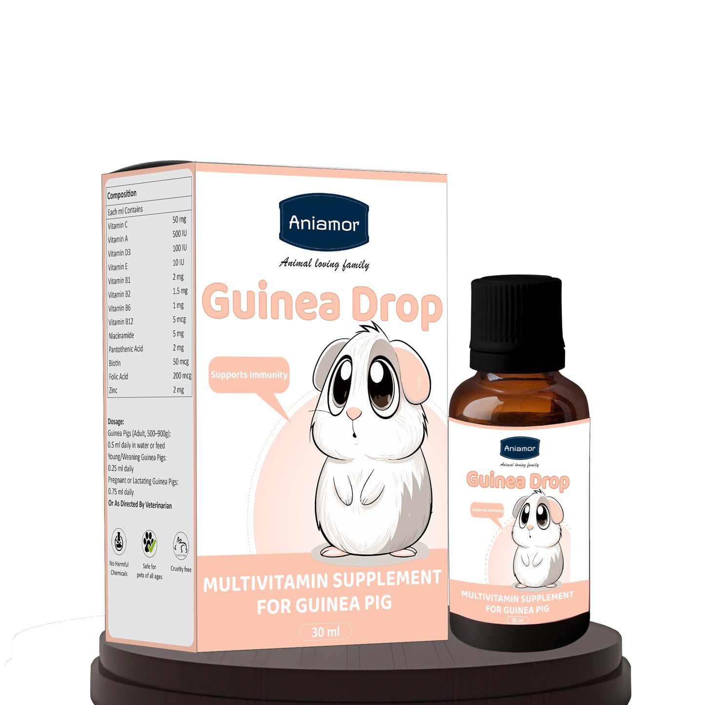 Guinea Pig Multivitamin Drops | Vitamin C, Vitamin A, Vitamin D3, Vitamin E, B-Complex & Zinc | 30 ml