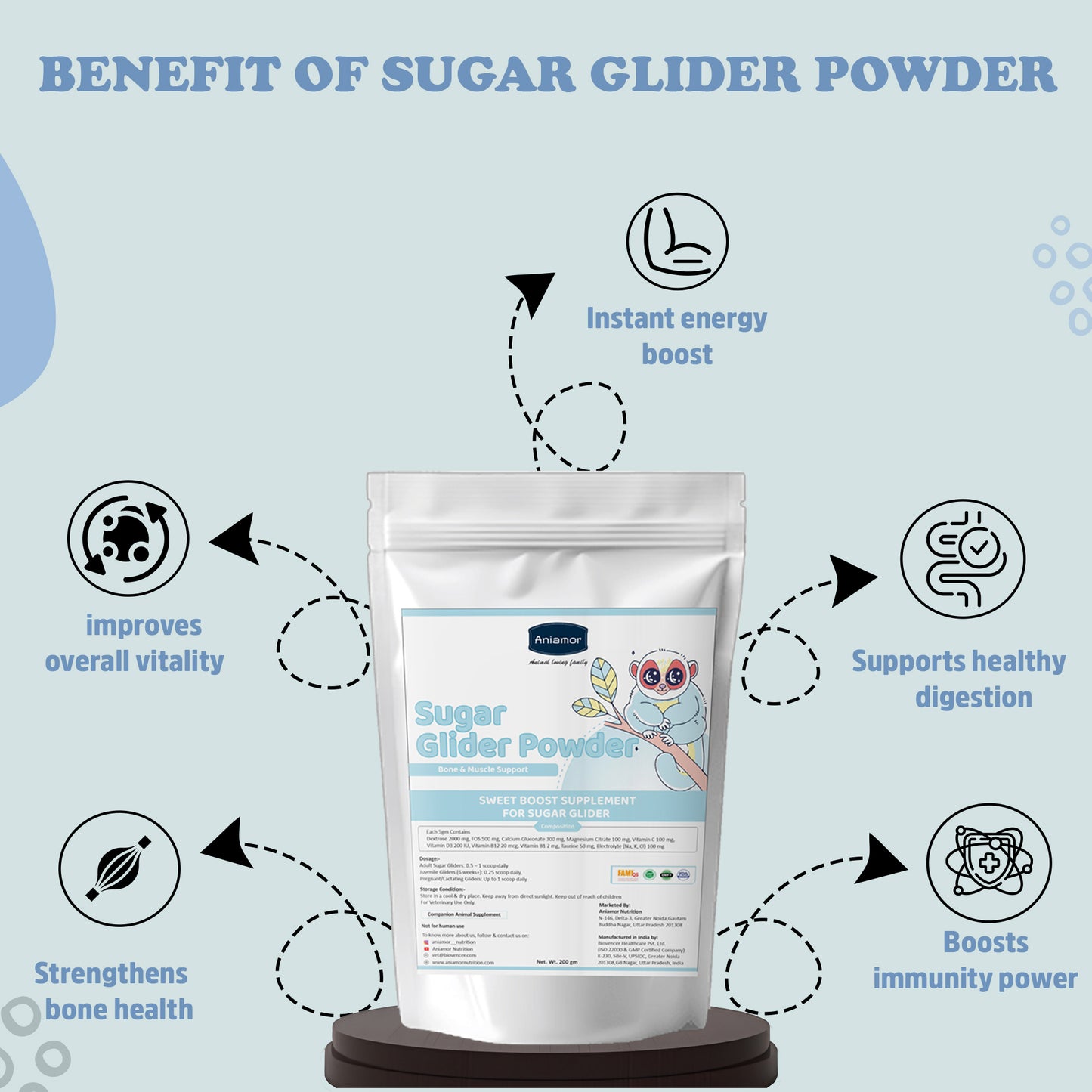 Glider Sweet Boost – Apple Flavoured Multivitamin, Calcium, Probiotic & Amino Acid Supplement – 200 gm