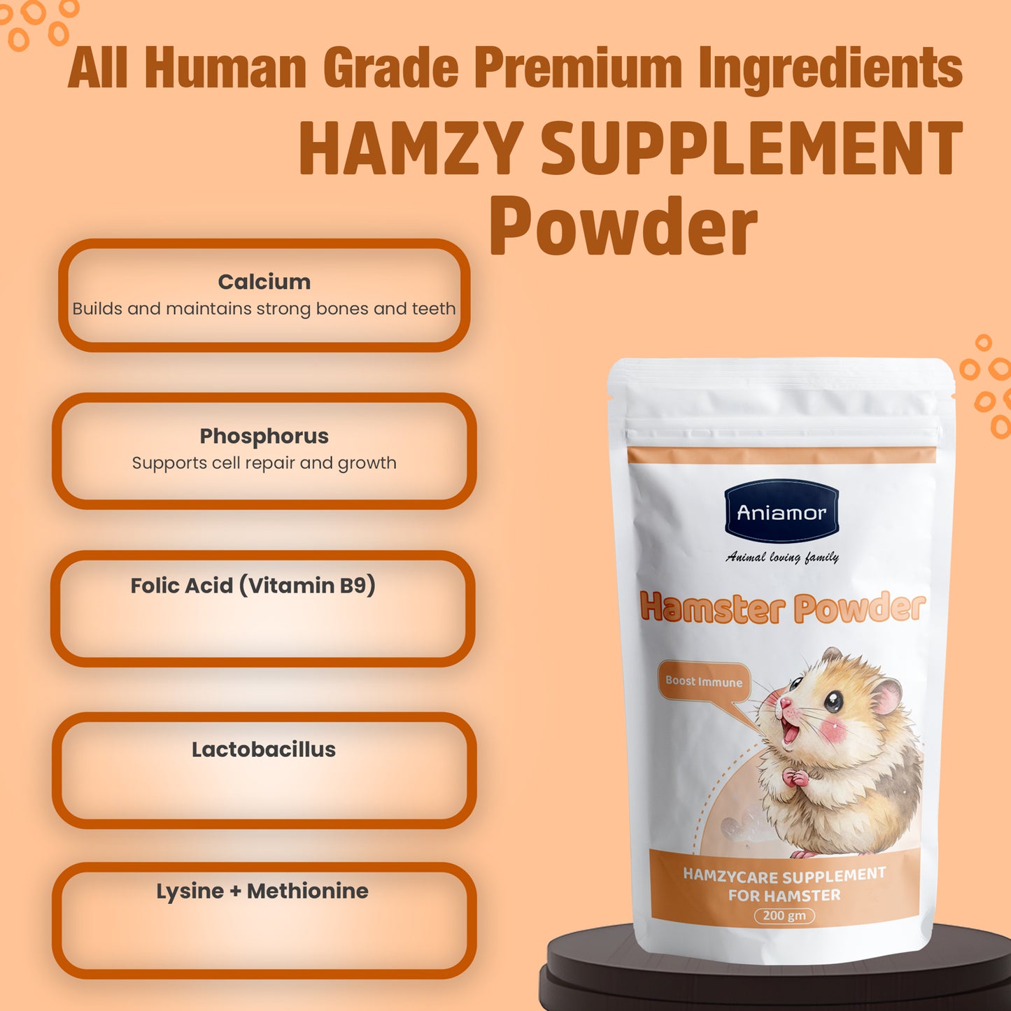 HamzyCare Powder | Multivitamin Calcium Probiotic & Amino Acid Supplement | Apple Flavoured | 200 gm