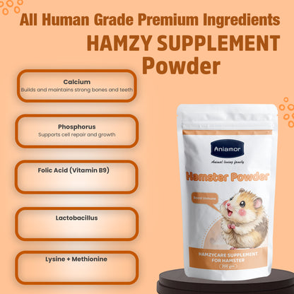 HamzyCare Powder | Multivitamin Calcium Probiotic & Amino Acid Supplement | Apple Flavoured | 200 gm