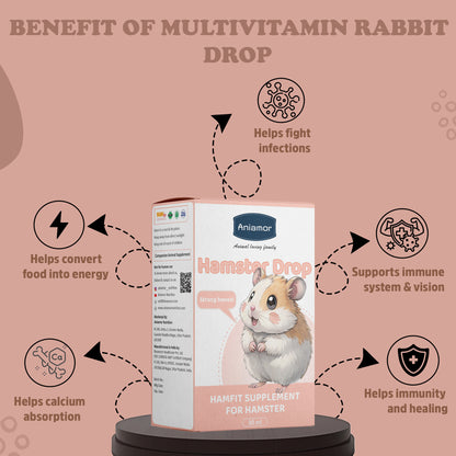 HamFit Drop for Hamsters | Multivitamin & Calcium Supplement with Taurine | 30 ml Bottle