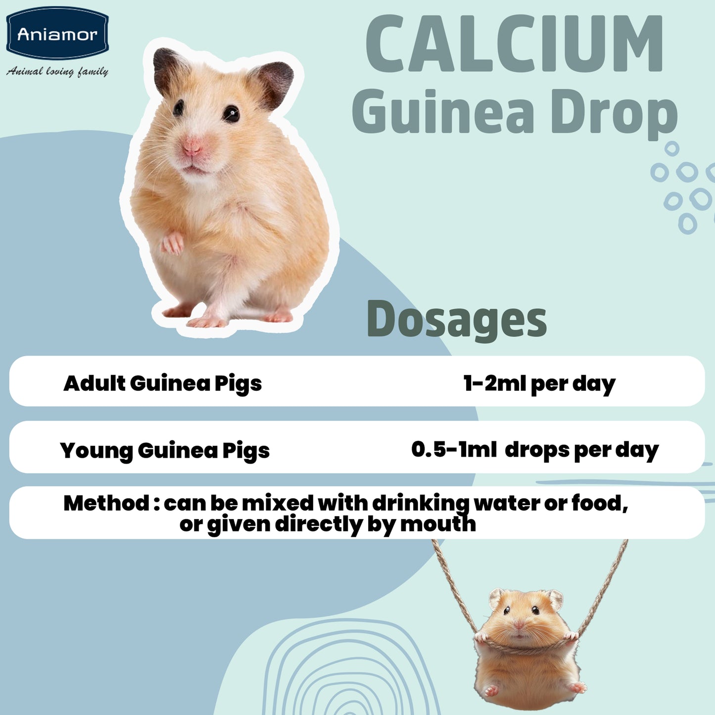 Calcium Drop for Guinea Pig | Calcium Gluconate with Vitamin D3, Magnesium & Vitamin C | 30 ml Bottle