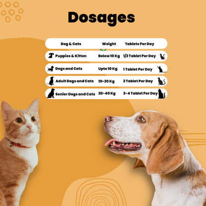 Immune care tablets Aniamor Dosage chart for pets