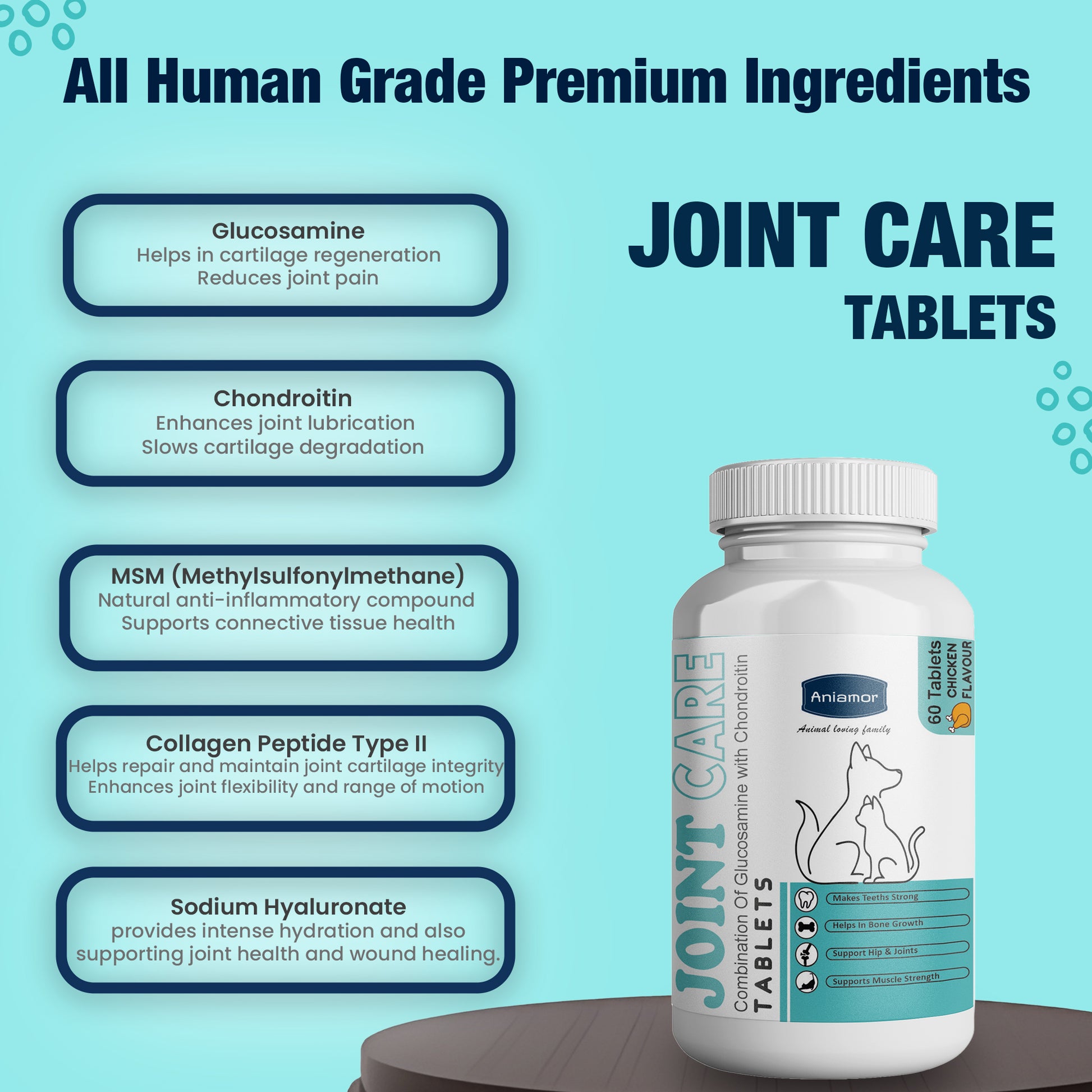 Joint care tablets Aniamor for cats and dogs ingredients