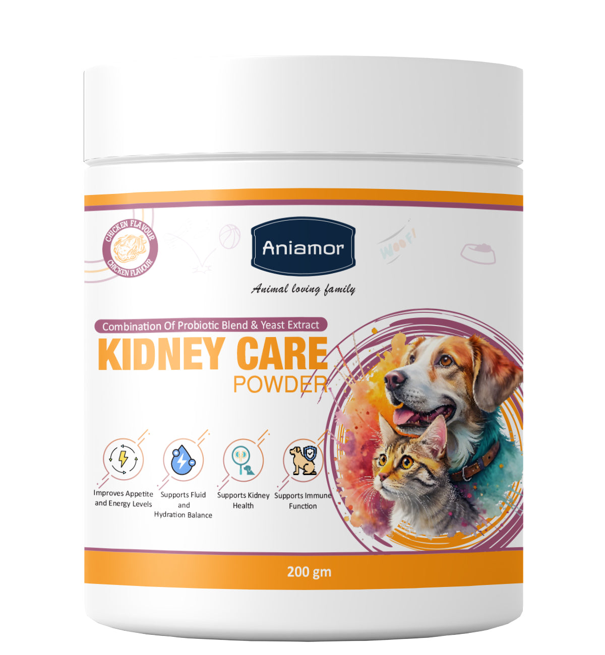 Aniamor Kidney Care Powder For Dogs and Cats|Kidney Care|Pets Supplement|All Life Stage|200gm Jar