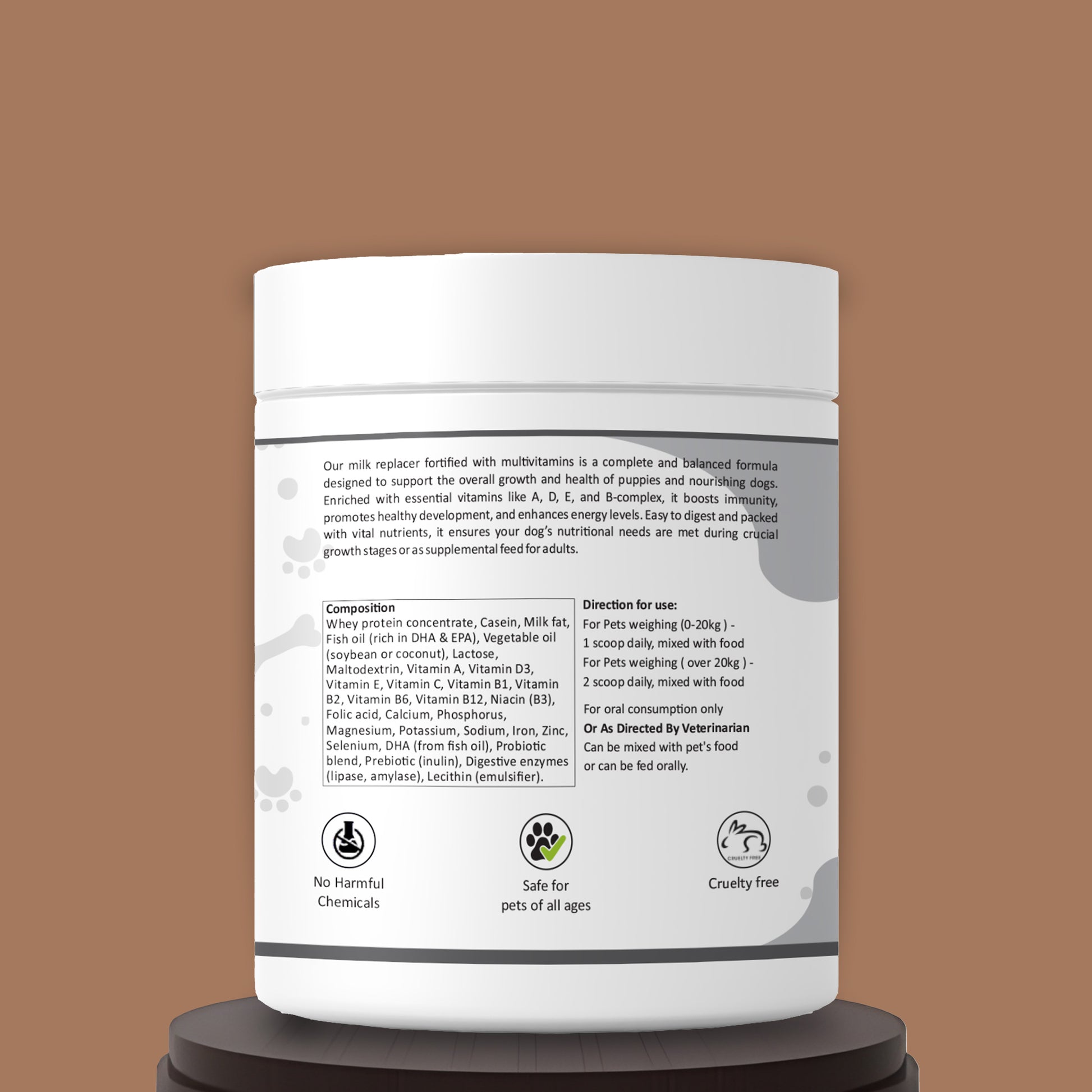 Milk replacer Powder fortified with multivitamin Aniamor  Composition