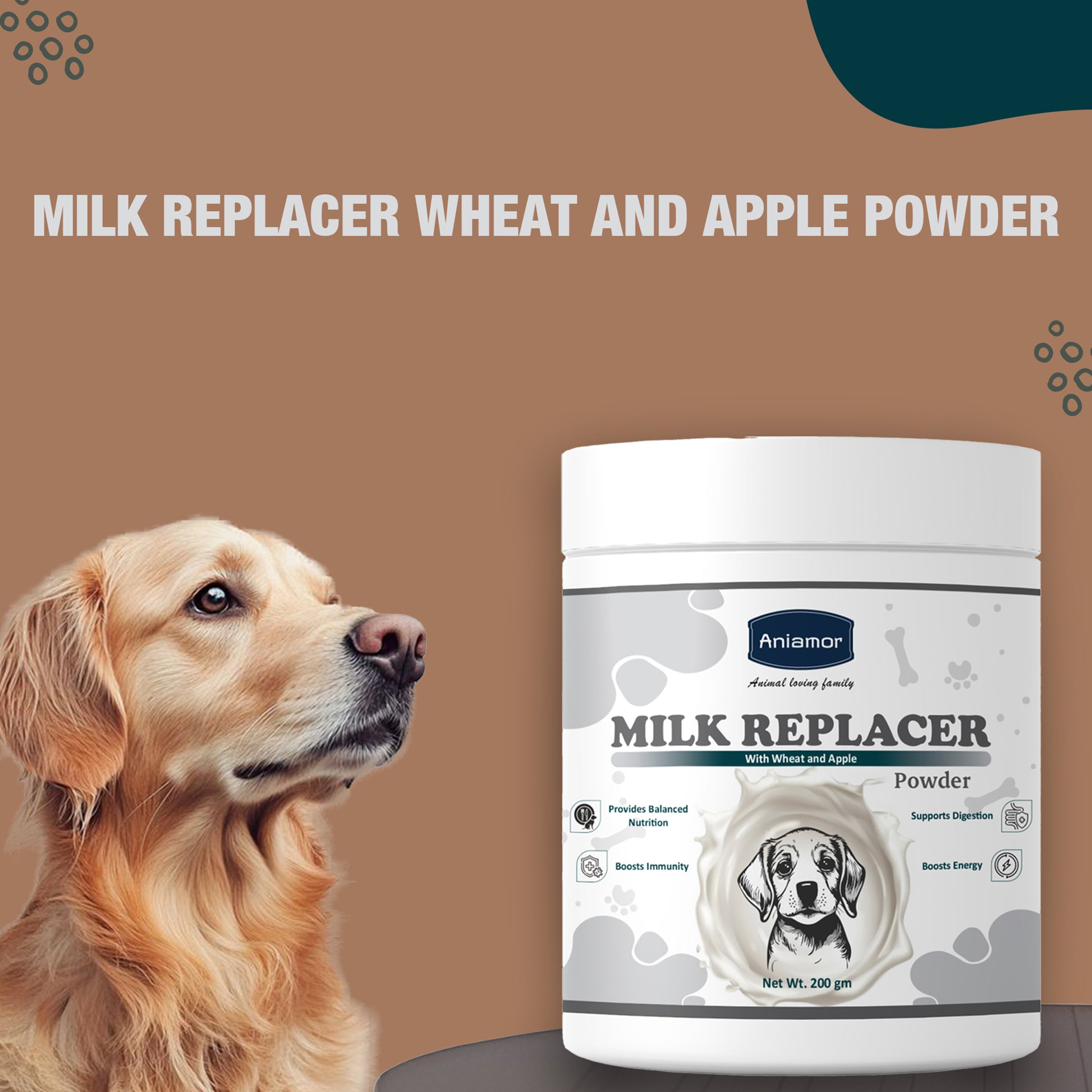 Milk replacer powder  with Wheat and Apple for dogs and cats