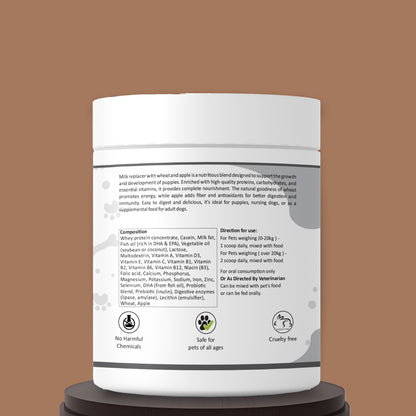Milk replacer powder with wheat and Apple Compositions