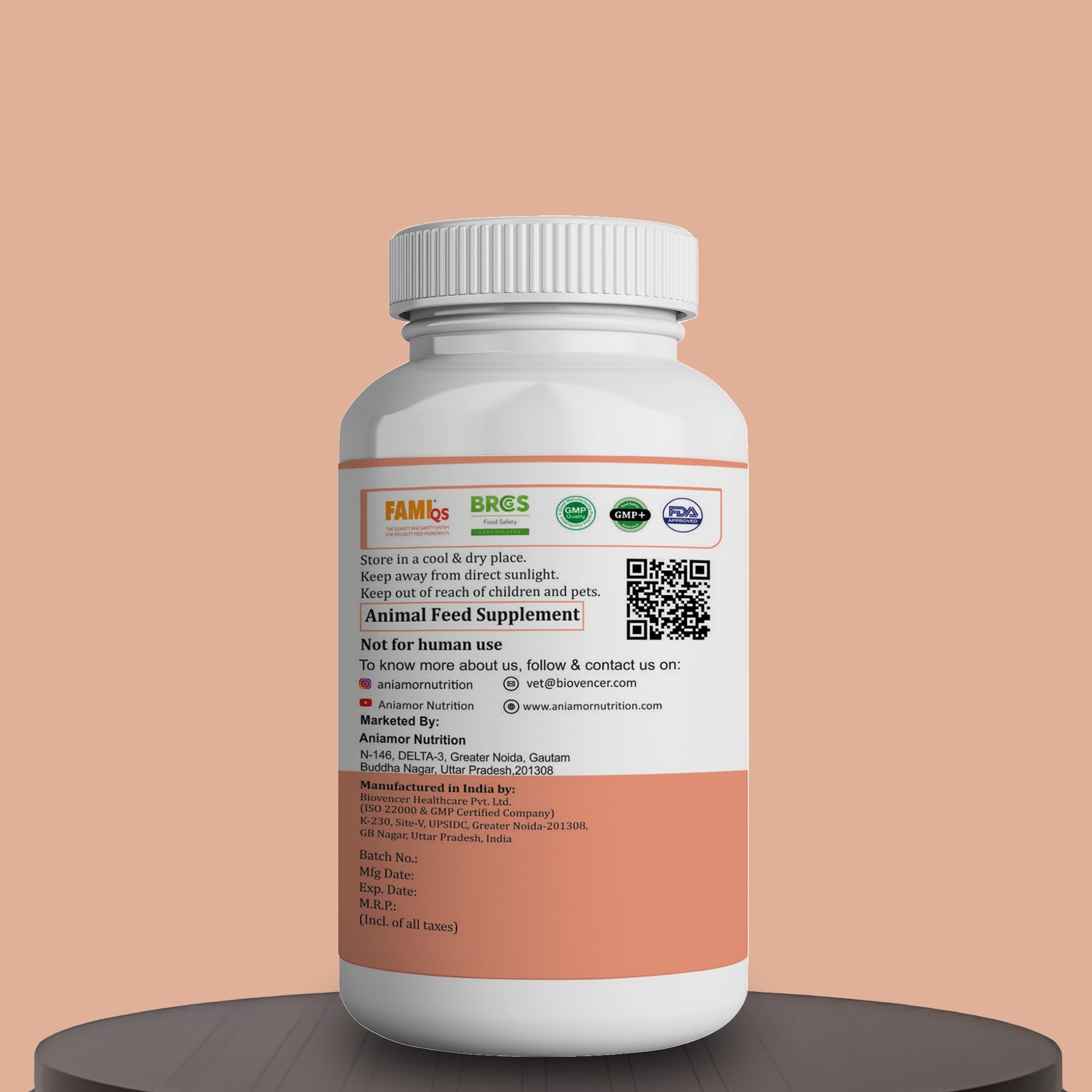 Muscle care tablets Aniamor certifications