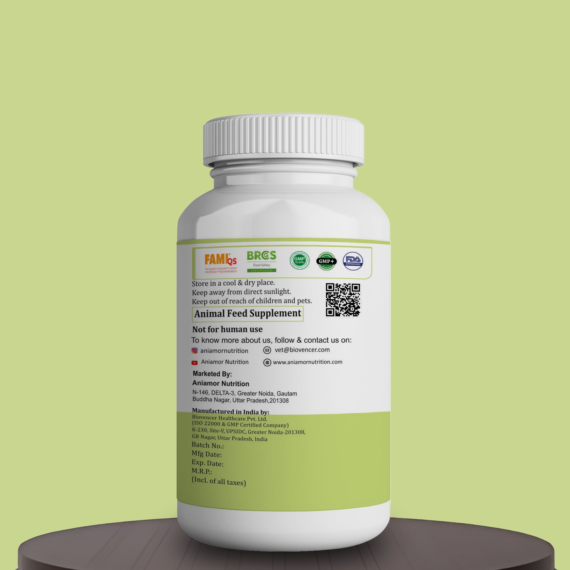 Pre probiotic tablets Aniamor certifications