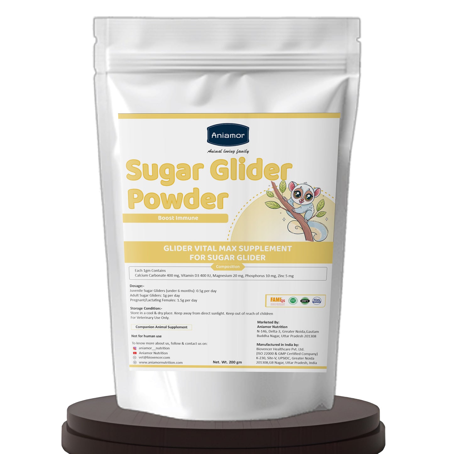 Aniamor Glider Vital Max — Apple Flavored Complete Daily Nutritional Powder for Gliders (200 gm)