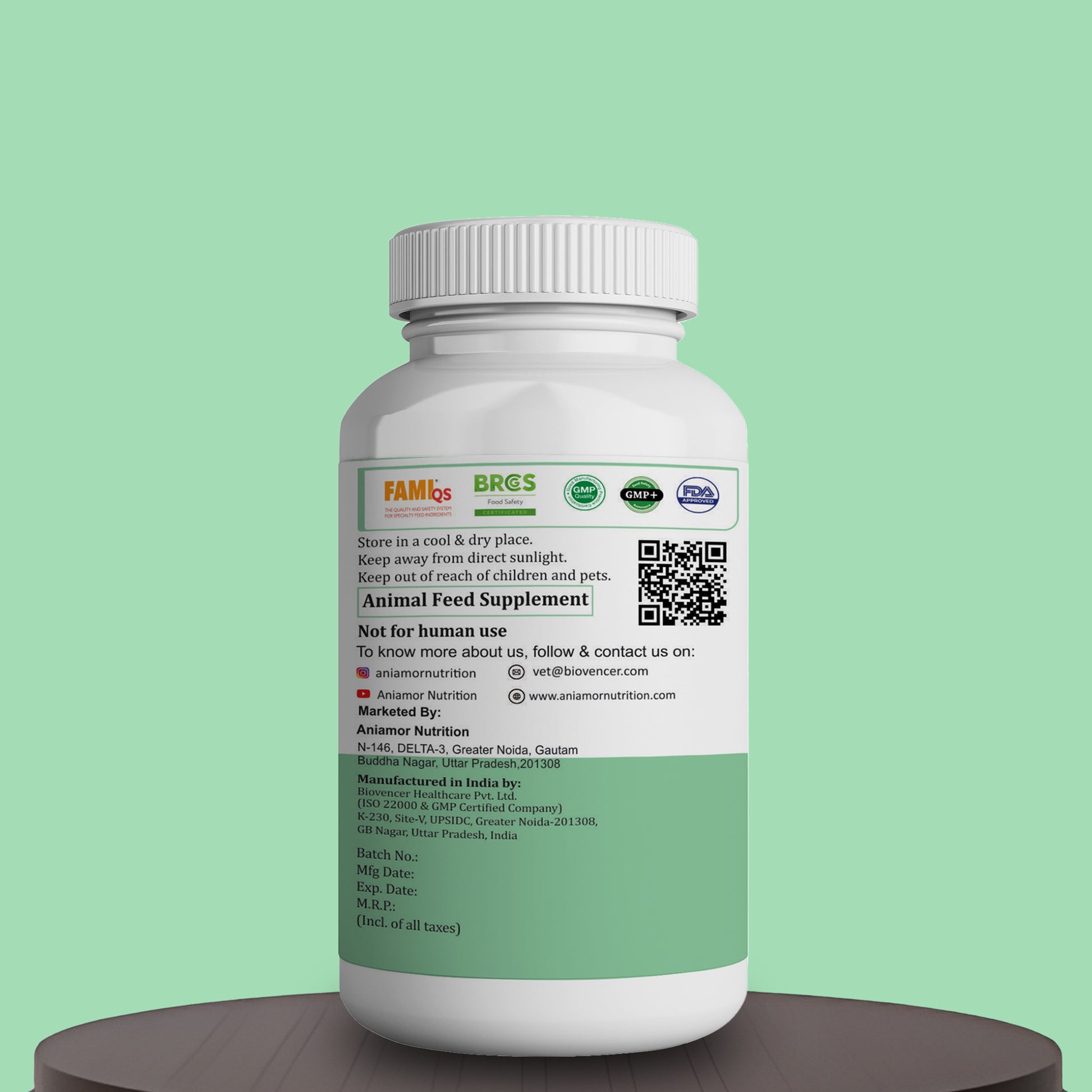 Muscle care tablets Aniamor Certifications