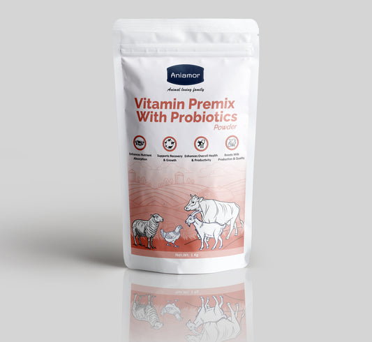 Vitamin premix with probiotics powder Aniamor for cattle in 1kg pouch 