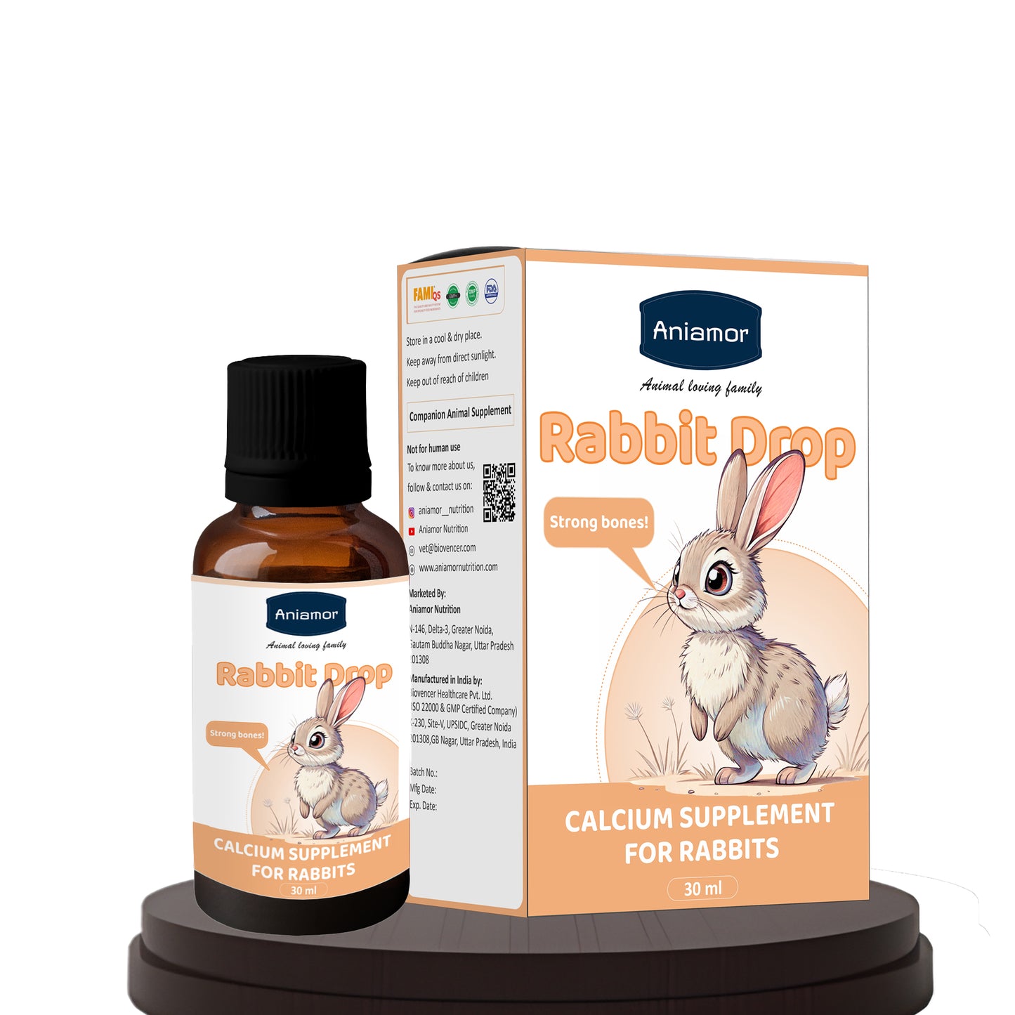 Calcium Drop for Rabbit | Calcium Gluconate,Vitamin D3 with Magnesium | 30 ml Bottle