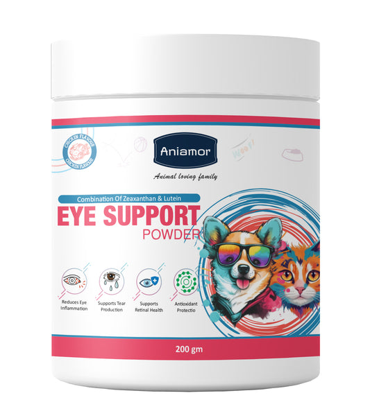 Aniamor Eye Support Powder For Dogs and Cats| Eye Care | Pets Supplement|Zeaxanthan & Vitamin C|All Life Stage|200gm Jar