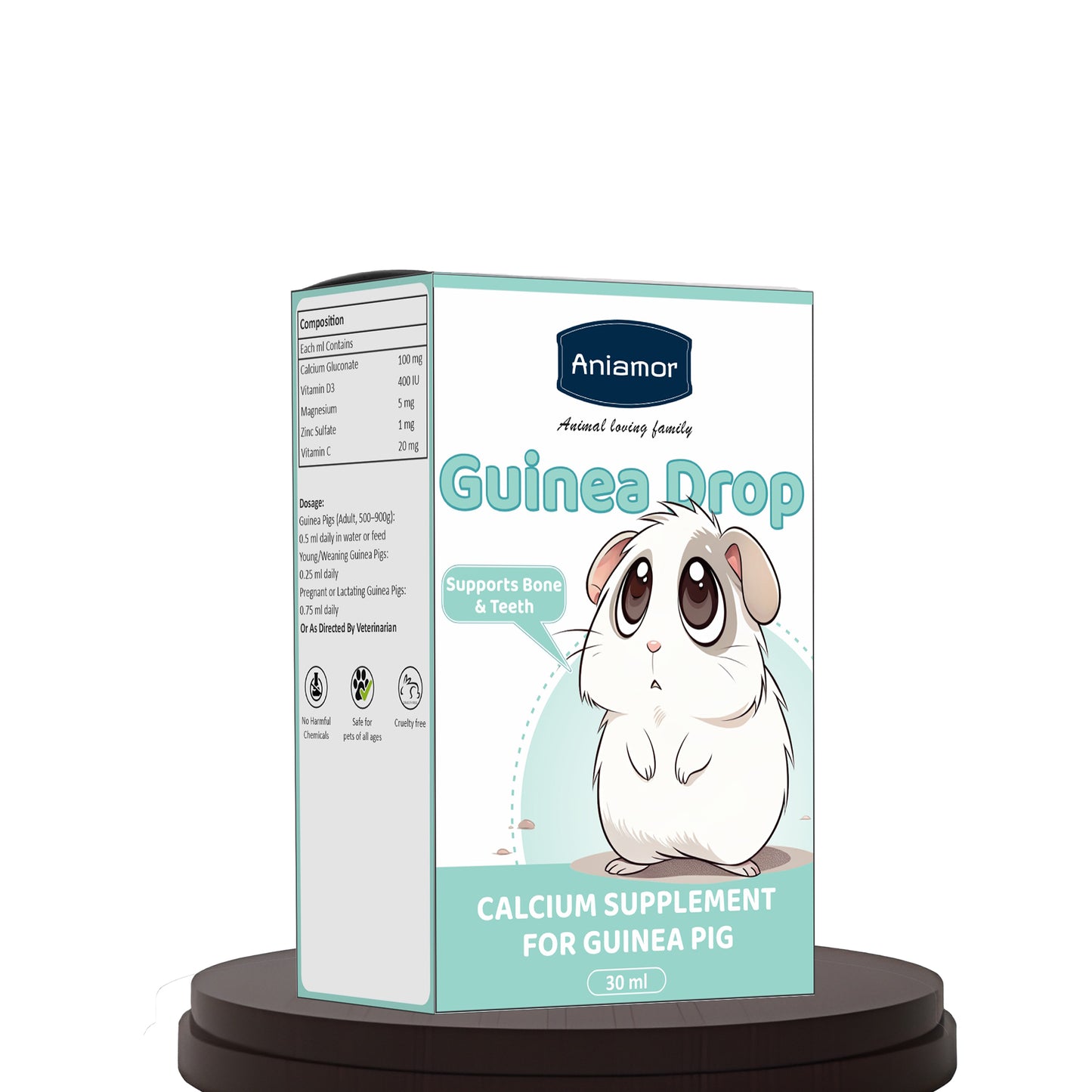 Calcium Drop for Guinea Pig | Calcium Gluconate with Vitamin D3, Magnesium & Vitamin C | 30 ml Bottle