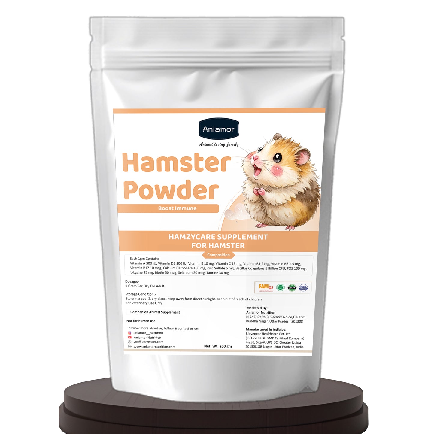 HamzyCare Powder | Multivitamin Calcium Probiotic & Amino Acid Supplement | Apple Flavoured | 200 gm