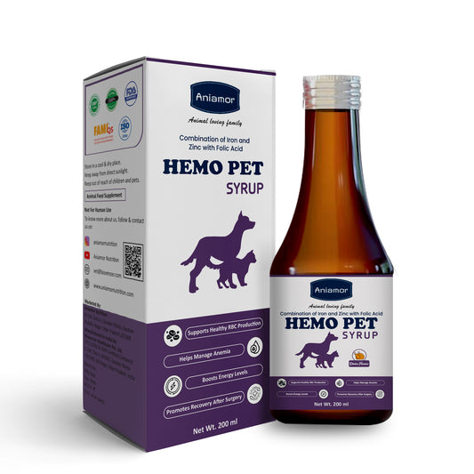 Aniamor Hemo Pet Syrup For Dogs and Cats|Iron Syrup|Iron Syrup|Pets Supplement|All Life Stage|200ml Bottle