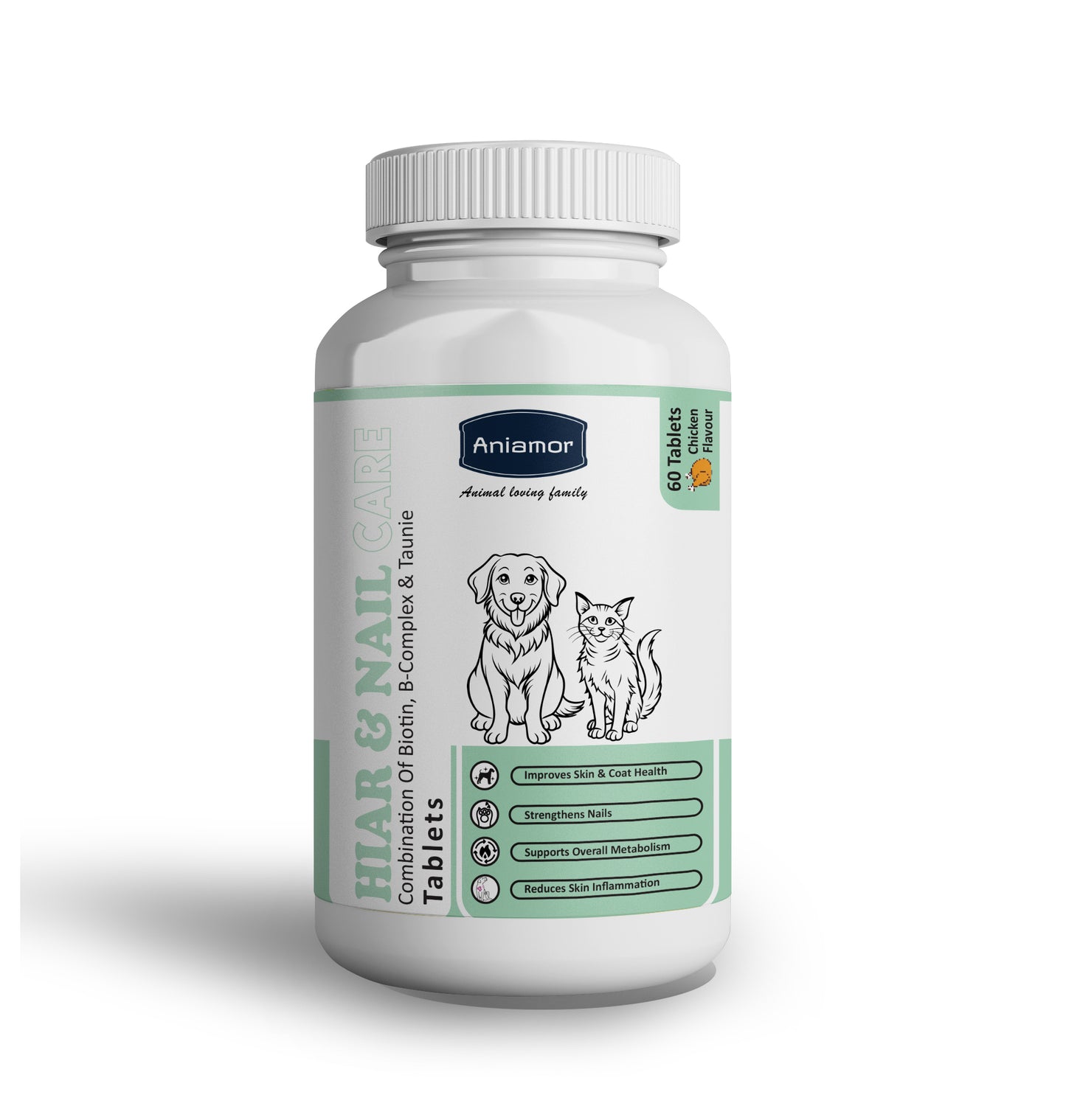 Aniamor Hair & Nail Tablets For Dogs and Cats|Biotin Tablets|Pets Supplement|All Life Stage|60 Tablets Bottle