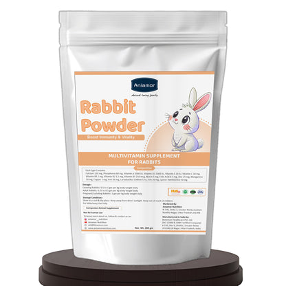 Bunny Overall Vital Powder | Calcium Phosphorus Vitamin A Vitamin D3 Vitamin E Vitamin C with Lactobacillus | 200 gm