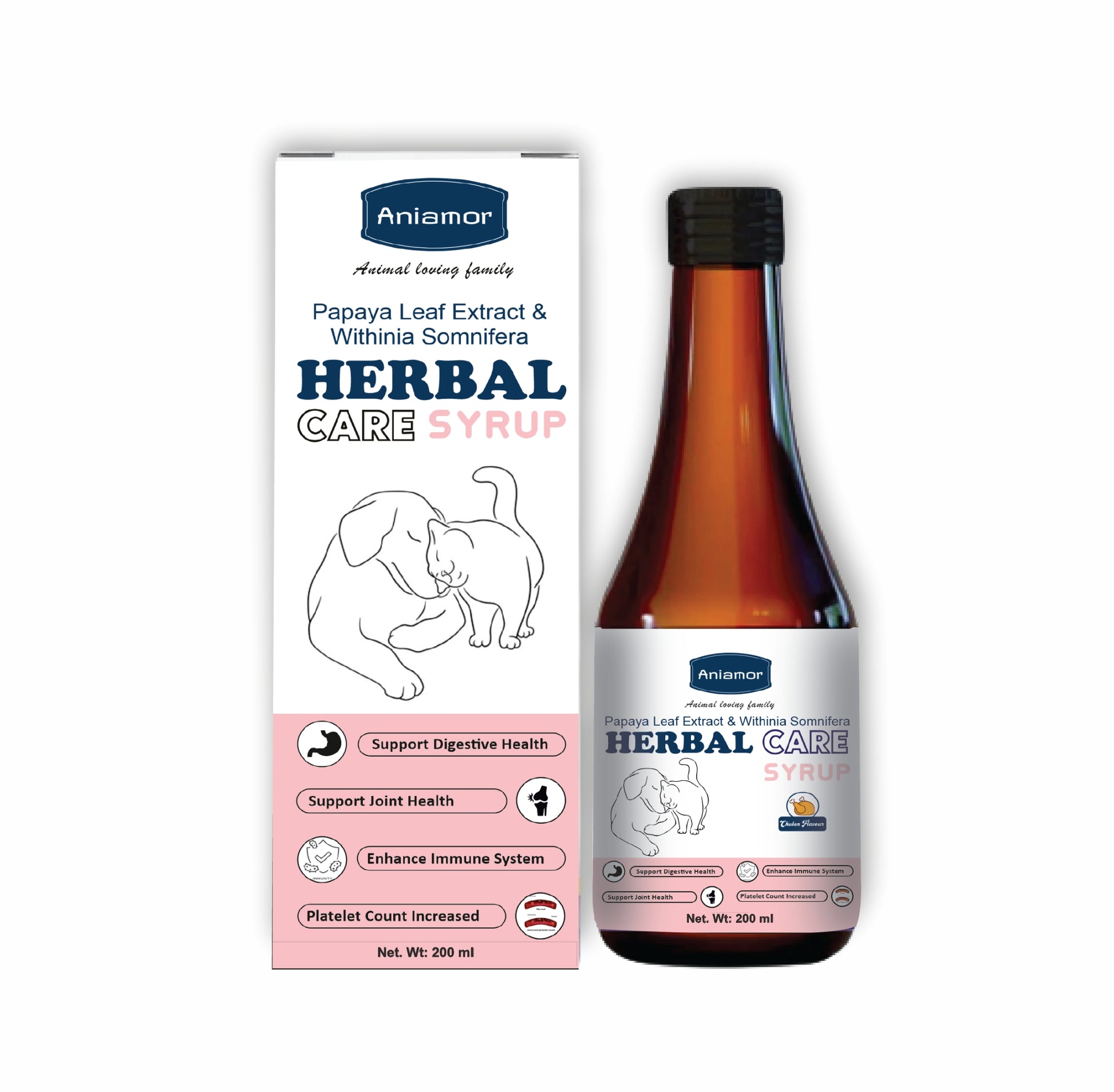 Herbal Care Syrup-Aniamor| Papaya leaf extract and withinia somnefera Syrup| 200ml