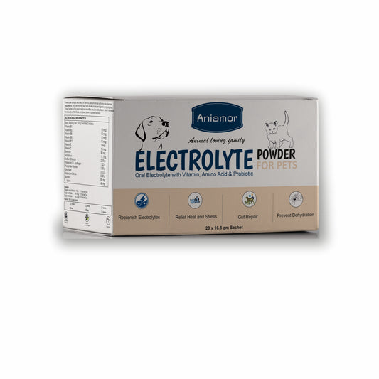 Electrolyte powder for Pets -Aniamor| Multivitamins, Amino acids and Probiotics sachets| 20x16.8g